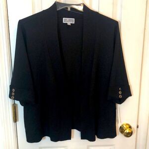 Black Shrug Cardigan 2X Rayon Blend NWT, Open Front Pit to Pit 23 1/4"